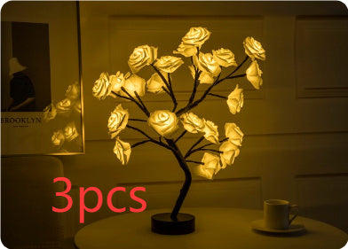 Rose Flower Lamp USB Battery Operated LED Table Lamp Bonsai Tree Night Lights Garland Bedroom Decoration Lights Home Decor